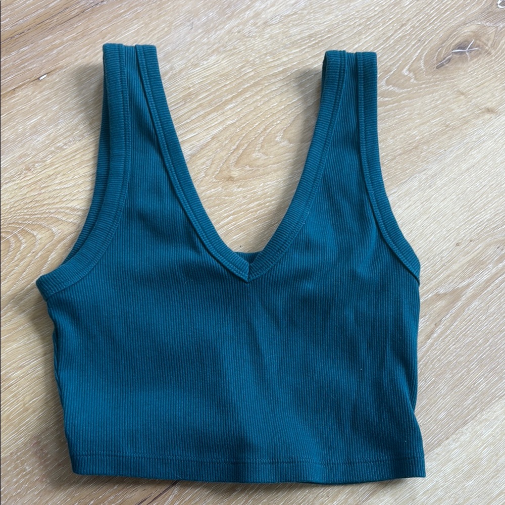 Teal Ribbed Women's Crop Top